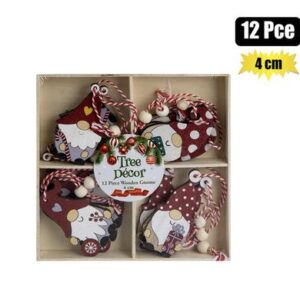 Xmas tree decor wdn gnome orn 4cm 12pc