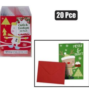 Xmas stationery card & envelope 20pc