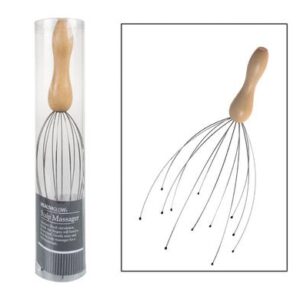 Head massager flex wire w/wood handle